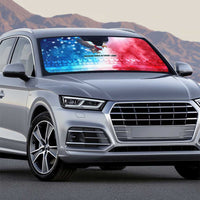 USA Christmas Auto Sun Shade with Santa Eagle Red White Blue Snowflake Pattern and American Flag - Wonder Print Shop
