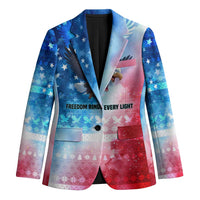 USA Christmas Blazer with Santa Eagle Red White Blue Snowflake Pattern and American Flag - Wonder Print Shop