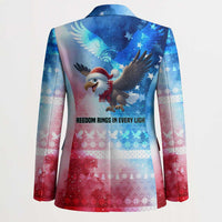 USA Christmas Blazer with Santa Eagle Red White Blue Snowflake Pattern and American Flag - Wonder Print Shop