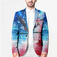 USA Christmas Blazer with Santa Eagle Red White Blue Snowflake Pattern and American Flag - Wonder Print Shop