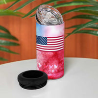 USA Christmas 4 in 1 Can Cooler Tumbler with Santa Eagle Red White Blue Snowflake Pattern and American Flag - Wonder Print Shop