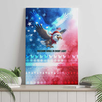 USA Christmas Canvas Wall Art with Santa Eagle Red White Blue Snowflake Pattern and American Flag - Wonder Print Shop