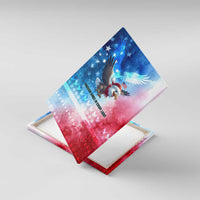USA Christmas Canvas Wall Art with Santa Eagle Red White Blue Snowflake Pattern and American Flag - Wonder Print Shop