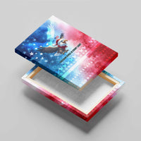 USA Christmas Canvas Wall Art with Santa Eagle Red White Blue Snowflake Pattern and American Flag - Wonder Print Shop