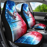 USA Christmas Car Seat Cover with Santa Eagle Red White Blue Snowflake Pattern and American Flag - Wonder Print Shop