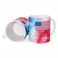USA Christmas Ceramic Mug with Santa Eagle Red White Blue Snowflake Pattern and American Flag - Wonder Print Shop
