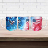 USA Christmas Ceramic Mug with Santa Eagle Red White Blue Snowflake Pattern and American Flag - Wonder Print Shop