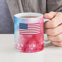 USA Christmas Ceramic Mug with Santa Eagle Red White Blue Snowflake Pattern and American Flag - Wonder Print Shop