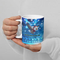 USA Christmas Ceramic Mug with Santa Eagle Red White Blue Snowflake Pattern and American Flag - Wonder Print Shop