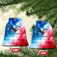 USA Christmas Ceramic Ornament with Santa Eagle Red White Blue Snowflake Pattern and American Flag - Wonder Print Shop