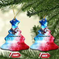 USA Christmas Ceramic Ornament with Santa Eagle Red White Blue Snowflake Pattern and American Flag - Wonder Print Shop