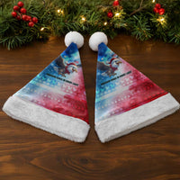 USA Christmas Santa Hat with Santa Eagle Red White Blue Snowflake Pattern and American Flag - Wonder Print Shop