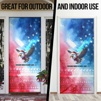 USA Christmas Door Cover with Santa Eagle Red White Blue Snowflake Pattern and American Flag - Wonder Print Shop