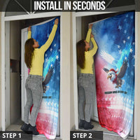 USA Christmas Door Cover with Santa Eagle Red White Blue Snowflake Pattern and American Flag - Wonder Print Shop