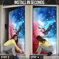USA Christmas Door Cover with Santa Eagle Red White Blue Snowflake Pattern and American Flag - Wonder Print Shop