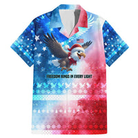 USA Christmas Family Matching Mermaid Dress and Hawaiian Shirt with Santa Eagle Red White Blue Snowflake Pattern and American Flag - Wonder Print Shop