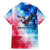 USA Christmas Family Matching Mermaid Dress and Hawaiian Shirt with Santa Eagle Red White Blue Snowflake Pattern and American Flag - Wonder Print Shop