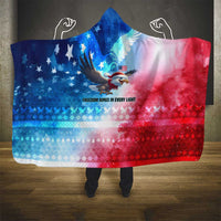 USA Christmas Hooded Blanket with Santa Eagle Red White Blue Snowflake Pattern and American Flag - Wonder Print Shop