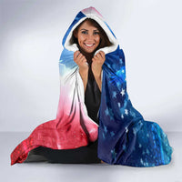 USA Christmas Hooded Blanket with Santa Eagle Red White Blue Snowflake Pattern and American Flag - Wonder Print Shop