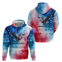 USA Christmas Hoodie with Santa Eagle Red White Blue Snowflake Pattern and American Flag - Wonder Print Shop