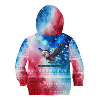USA Christmas Kid Hoodie with Santa Eagle Red White Blue Snowflake Pattern and American Flag - Wonder Print Shop