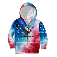 USA Christmas Kid Hoodie with Santa Eagle Red White Blue Snowflake Pattern and American Flag - Wonder Print Shop