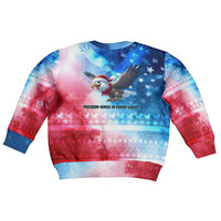 USA Christmas Kid Ugly Christmas Sweater with Santa Eagle Red White Blue Snowflake Pattern and American Flag - Wonder Print Shop