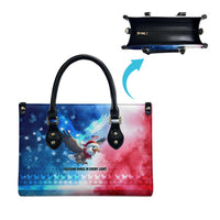 USA Christmas Leather Bag with Santa Eagle Red White Blue Snowflake Pattern and American Flag - Wonder Print Shop