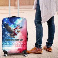 USA Christmas Luggage Cover with Santa Eagle Red White Blue Snowflake Pattern and American Flag - Wonder Print Shop