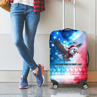 USA Christmas Luggage Cover with Santa Eagle Red White Blue Snowflake Pattern and American Flag - Wonder Print Shop