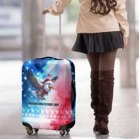 USA Christmas Luggage Cover with Santa Eagle Red White Blue Snowflake Pattern and American Flag - Wonder Print Shop