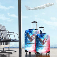 USA Christmas Luggage Cover with Santa Eagle Red White Blue Snowflake Pattern and American Flag - Wonder Print Shop