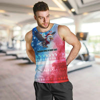 USA Christmas Men Tank Top with Santa Eagle Red White Blue Snowflake Pattern and American Flag - Wonder Print Shop
