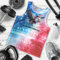 USA Christmas Men Tank Top with Santa Eagle Red White Blue Snowflake Pattern and American Flag - Wonder Print Shop