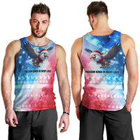 USA Christmas Men Tank Top with Santa Eagle Red White Blue Snowflake Pattern and American Flag - Wonder Print Shop