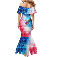 USA Christmas Mermaid Dress with Santa Eagle Red White Blue Snowflake Pattern and American Flag - Wonder Print Shop