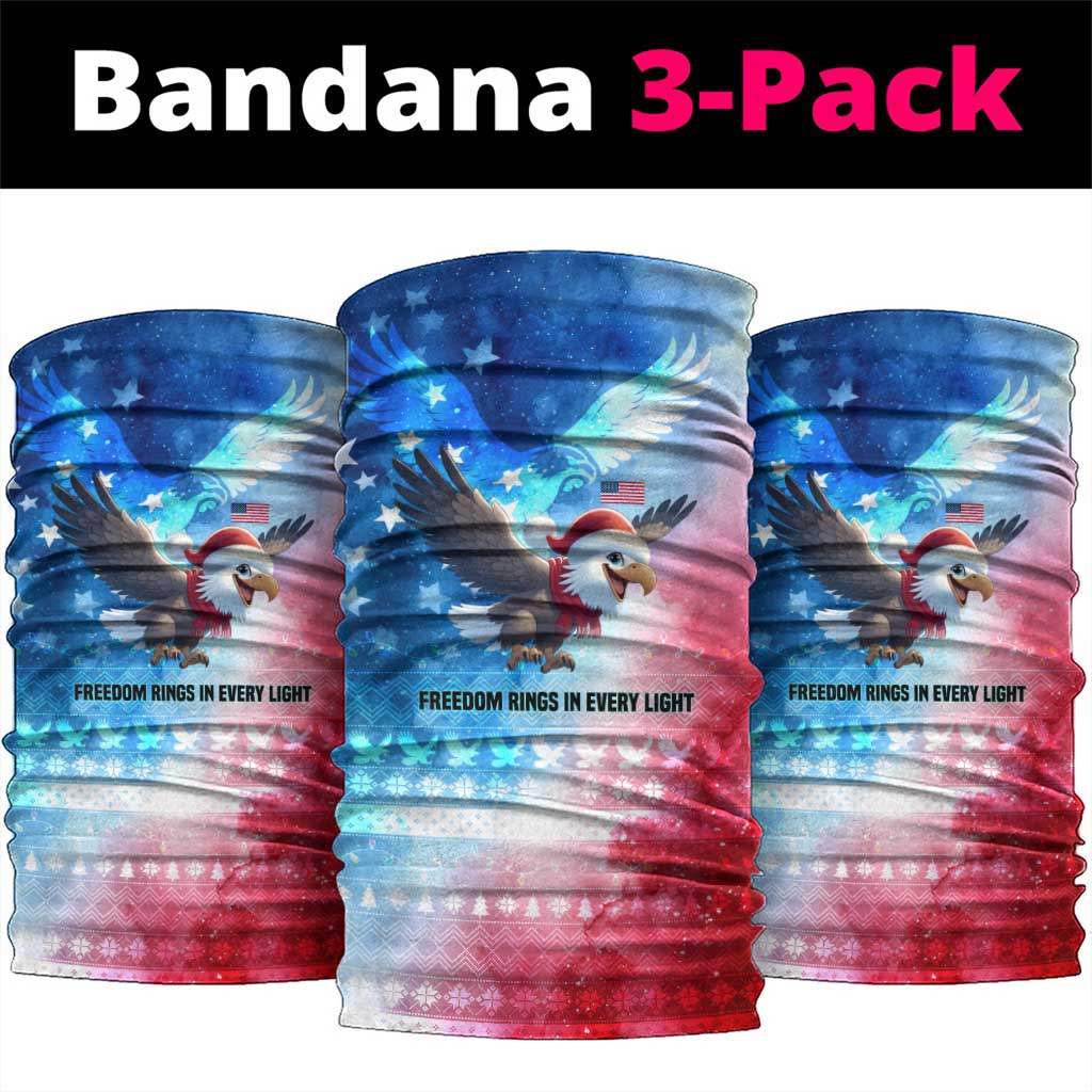 USA Christmas Neck Gaiter with Santa Eagle Red White Blue Snowflake Pattern and American Flag - Wonder Print Shop