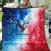 USA Christmas Quilt with Santa Eagle Red White Blue Snowflake Pattern and American Flag - Wonder Print Shop