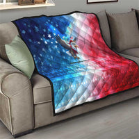 USA Christmas Quilt with Santa Eagle Red White Blue Snowflake Pattern and American Flag - Wonder Print Shop
