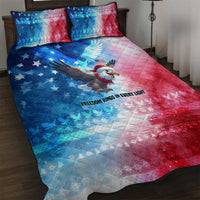 USA Christmas Quilt Bed Set with Santa Eagle Red White Blue Snowflake Pattern and American Flag - Wonder Print Shop