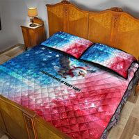 USA Christmas Quilt Bed Set with Santa Eagle Red White Blue Snowflake Pattern and American Flag - Wonder Print Shop