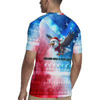 USA Christmas Rugby Jersey with Santa Eagle Red White Blue Snowflake Pattern and American Flag - Wonder Print Shop
