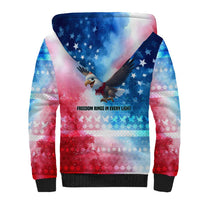 USA Christmas Sherpa Hoodie with Santa Eagle Red White Blue Snowflake Pattern and American Flag - Wonder Print Shop