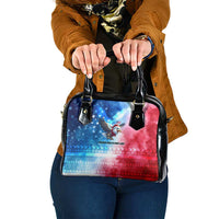 USA Christmas Shoulder Handbag with Santa Eagle Red White Blue Snowflake Pattern and American Flag - Wonder Print Shop