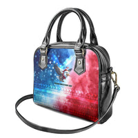 USA Christmas Shoulder Handbag with Santa Eagle Red White Blue Snowflake Pattern and American Flag - Wonder Print Shop