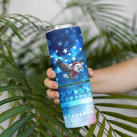 USA Christmas Skinny Tumbler with Santa Eagle Red White Blue Snowflake Pattern and American Flag - Wonder Print Shop