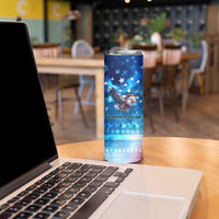 USA Christmas Skinny Tumbler with Santa Eagle Red White Blue Snowflake Pattern and American Flag - Wonder Print Shop