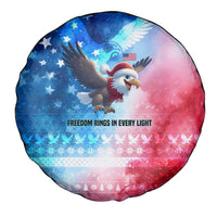 USA Christmas Spare Tire Cover with Santa Eagle Red White Blue Snowflake Pattern and American Flag - Wonder Print Shop