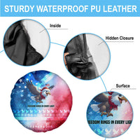 USA Christmas Spare Tire Cover with Santa Eagle Red White Blue Snowflake Pattern and American Flag - Wonder Print Shop