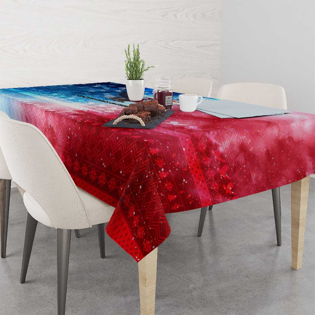 USA Christmas Tablecloth with Santa Eagle Red White Blue Snowflake Pattern and American Flag - Wonder Print Shop